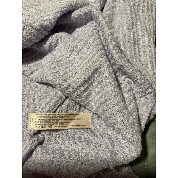 Anthropologie Sunday Saturday S  Purple Waffle Knit Ruffle Back Long Sleeve Top - Picture 6 of 11